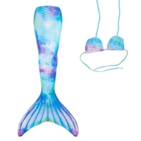 2pcs/set Girls Mermaid Tail Swimsuit Children Mermaid Cosplay Costume Fantasy Beach Bikini D2