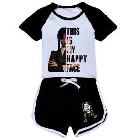 Addams Family 100-170 Children's T-shirt Shorts Sports Set 2154