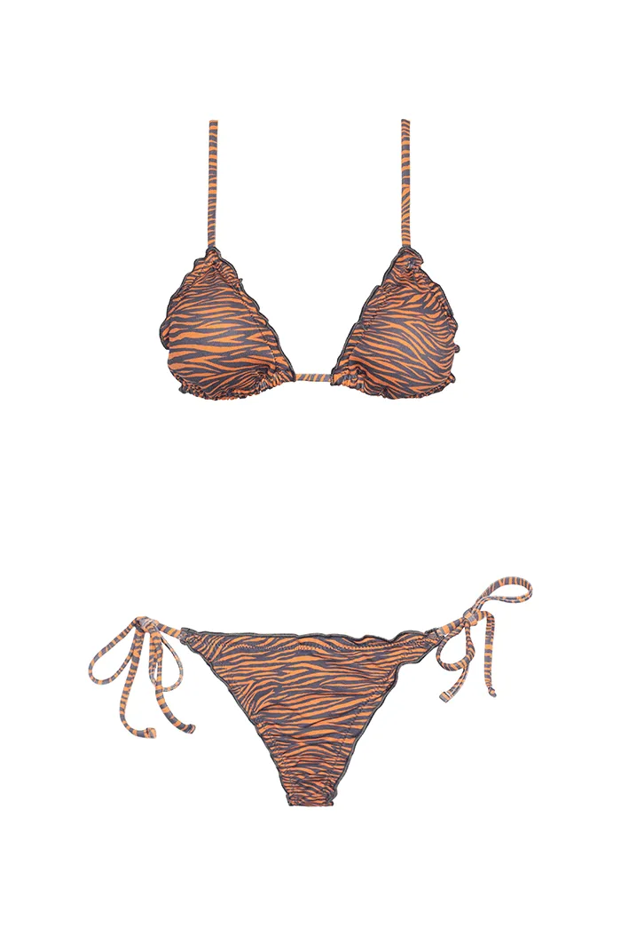 Bikini Triángulo Frunces Zebra Caldero/Antracita