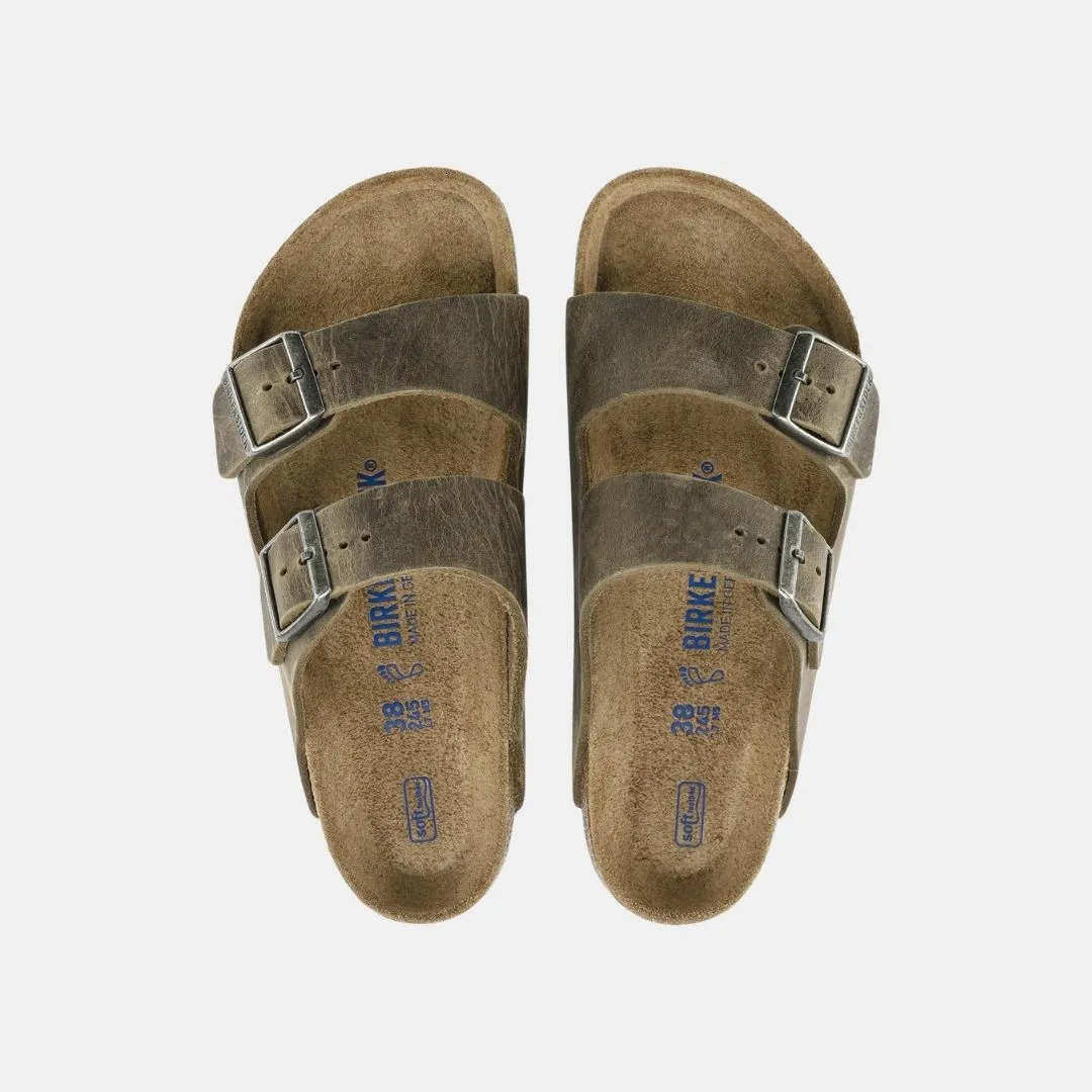 Birkenstock Arizona Oiled Leather Soft Footbed Women's Fadded Khaki