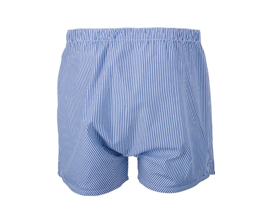 Box of 2 Plain Blue/Striped Ocean blue and white Men's boxer shorts - ELON