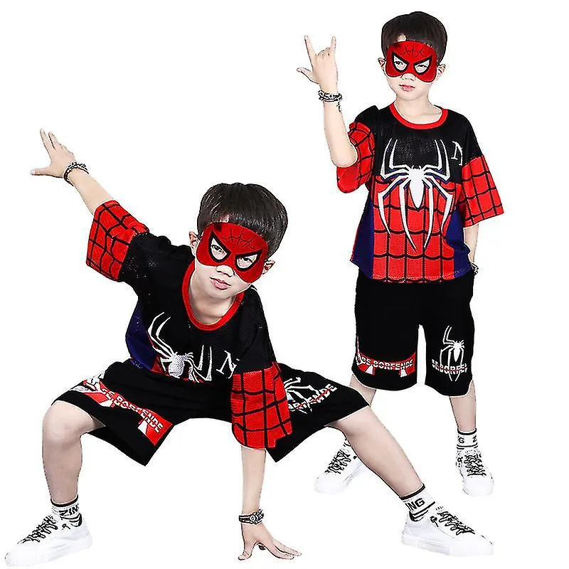 Boys Spider-man Short Sleeve T-shirt + Shorts Summer Outfit Set Kids Clothes 4-9 Years V