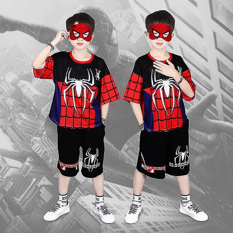 Boys Spider-man Short Sleeve T-shirt + Shorts Summer Outfit Set Kids Clothes 4-9 Years V