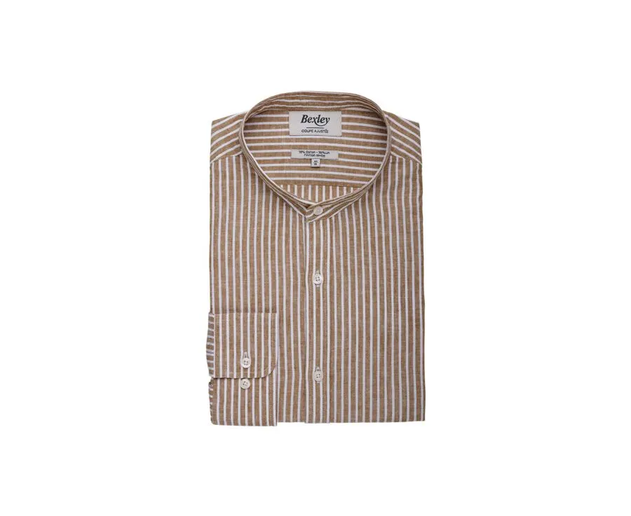 Camel Chambray & White stripes seersucker shirt  - DALBERT