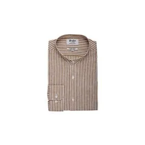 Camel Chambray & White stripes seersucker shirt  - DALBERT