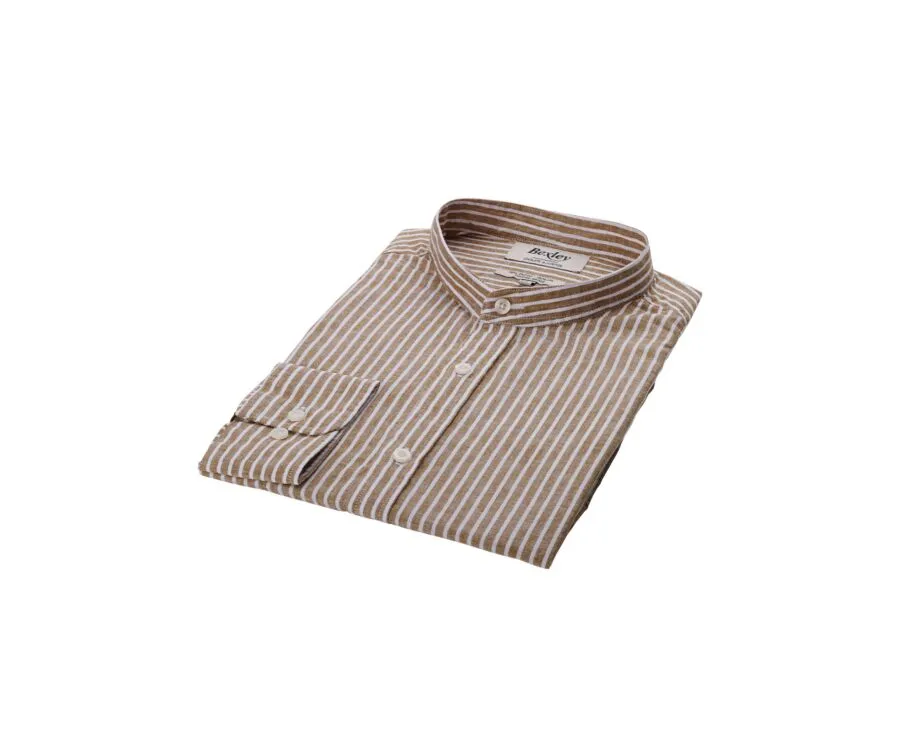 Camel Chambray & White stripes seersucker shirt  - DALBERT