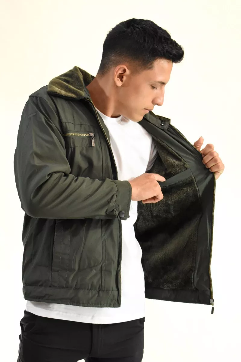 Campera Parka Hombre Impermeable Nylon Camisero Piel K-bed