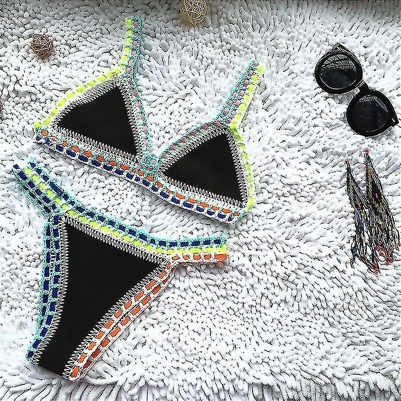 Crochet Swimwear For Female Knitted Swimsuits Neoprene Bikini Beachwear Boho Style Swimsuit Two Pieces Bathng Suits