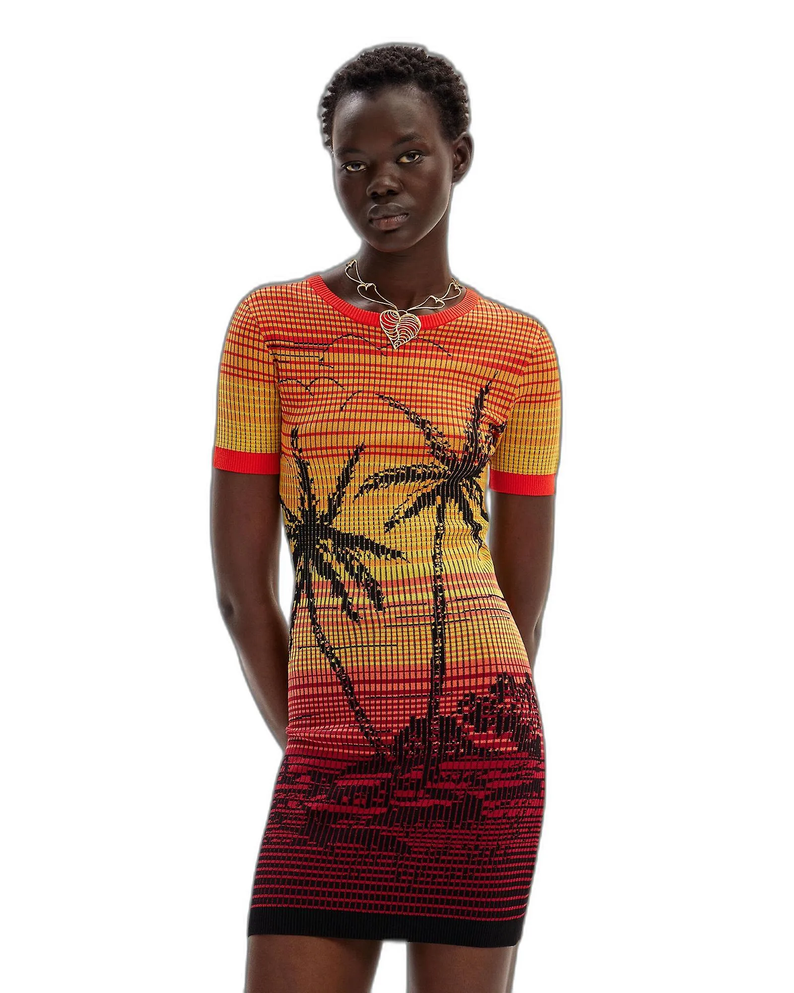 Desigual Coloured Short Sleeve Round Neck Dress