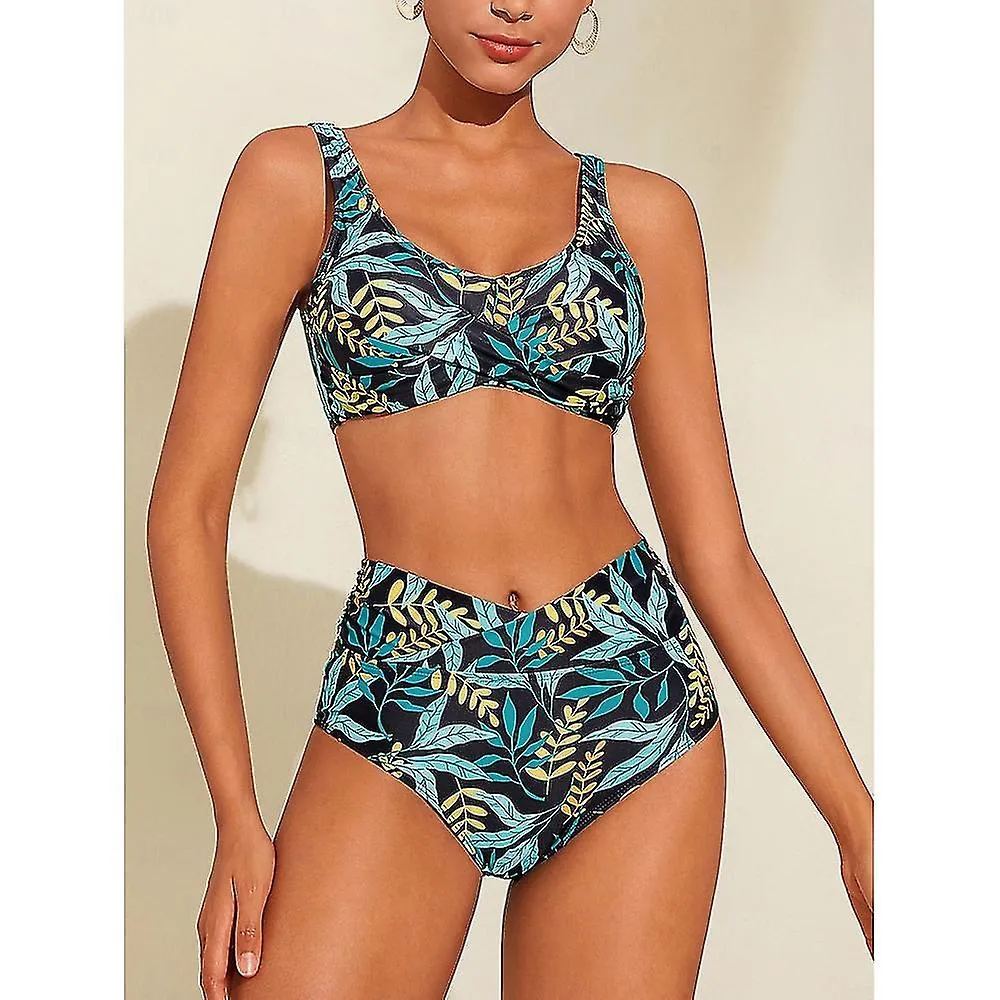 Floral Print Smocked Bikini Swimsuit