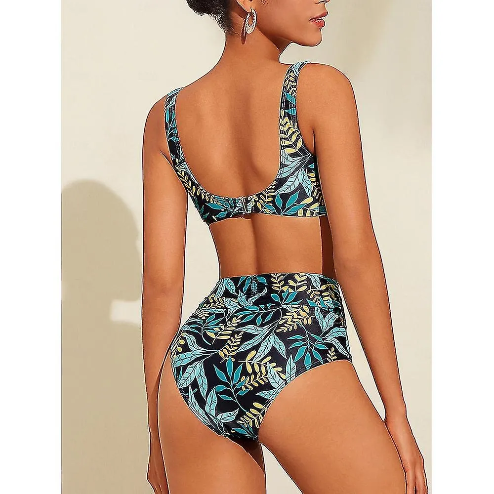 Floral Print Smocked Bikini Swimsuit