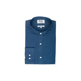 Flowers pattern Blue cotton linen shirt - SIGISBERT