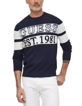 Jersey Guess Bruno azul marino punto fino para hombre