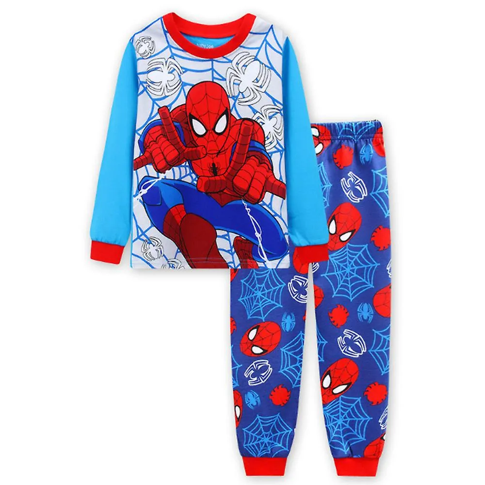 Kids Boys Spider-man Print Pajamas Pjs Set Long Sleeve T-shirt Trousers Outfit Sleepwear Nightwear