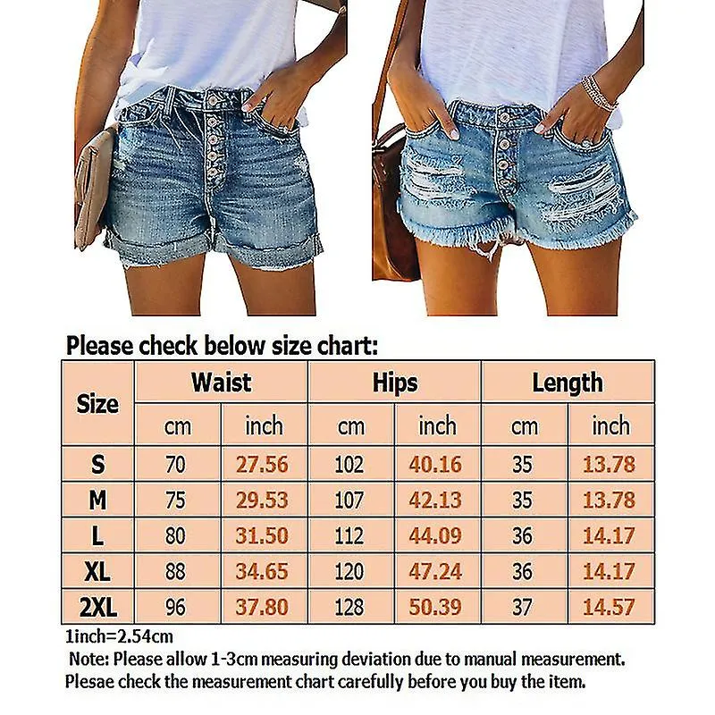 Ladies Stretch Button Jeans Shorts Women Summer Sexy Solid Color Denim Fashion