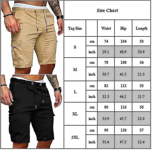 Men Elasticated Cargo Shorts Summer Casual Jogger Combat Pants