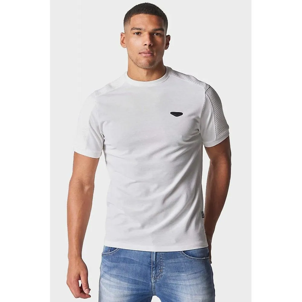 Men's Police Maspes 9821 Rubber & Metal Wing Badge Contrast Texture Half-sleeve T-shirt