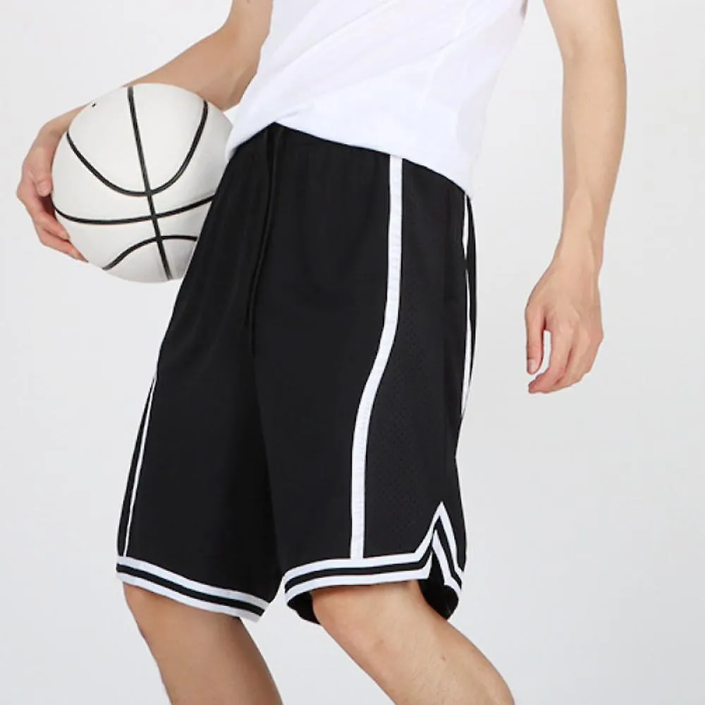 Men's Sweatpants, Summer Loose Casual Breathable Training Basketball Running Fitness Shorts, Black (XL)