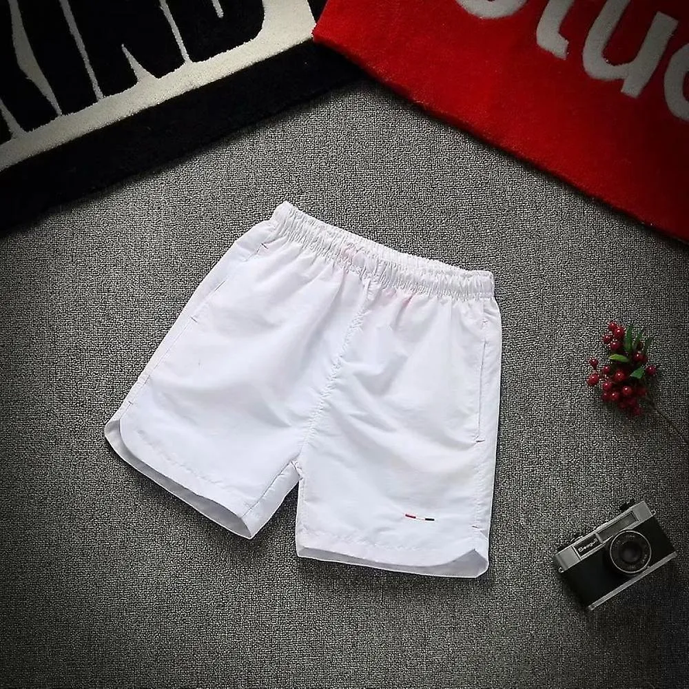 Men's Sweatpants, Summer Thin Quick-drying Beach Casual Simple Solid Color Running Sports Shorts, White (XXL)