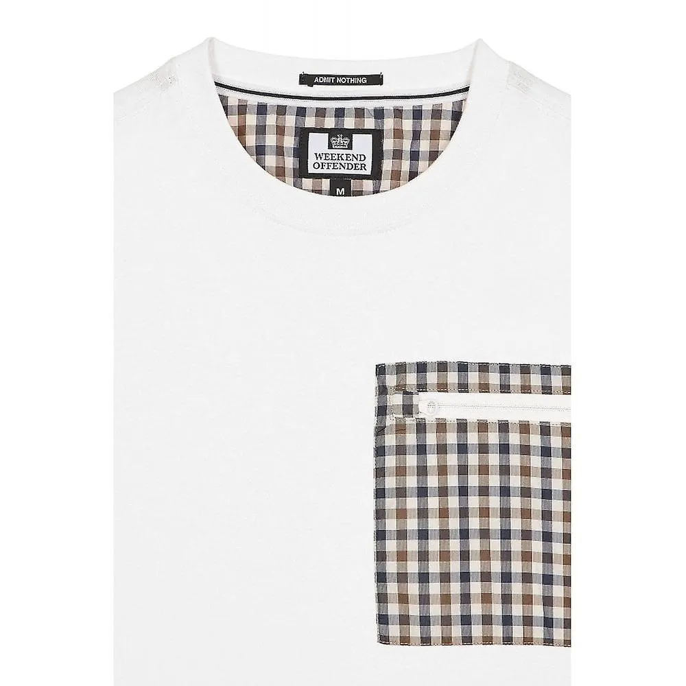 Men's Weekend Offender 2416 Gorman House Check Square Pocket Half Sleeve T-shirt - White