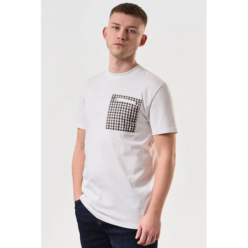 Men's Weekend Offender 2416 Gorman House Check Square Pocket Half Sleeve T-shirt - White