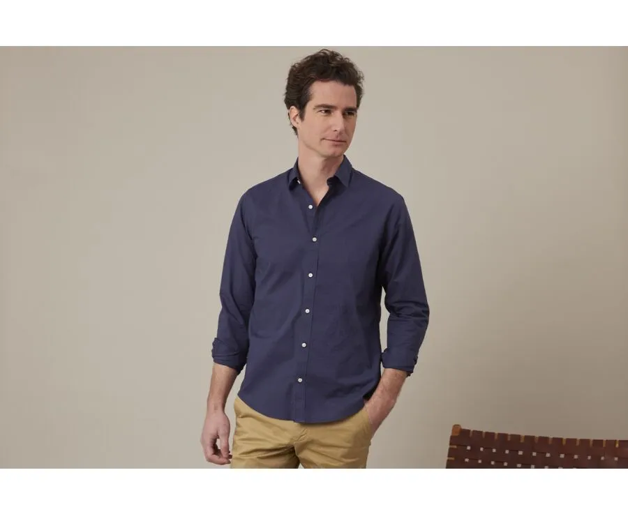 Navy cotton linen shirt - SILBERT