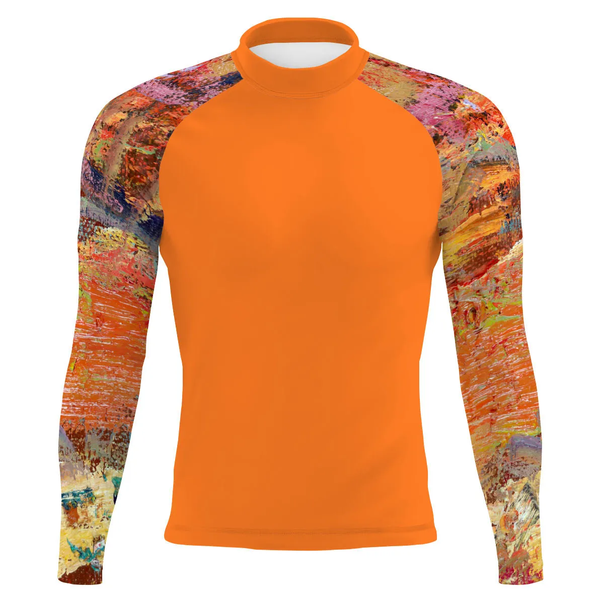 Orange Oil On Canvas - Men's Surf UPF50+ Long Sleeve Rash Guard