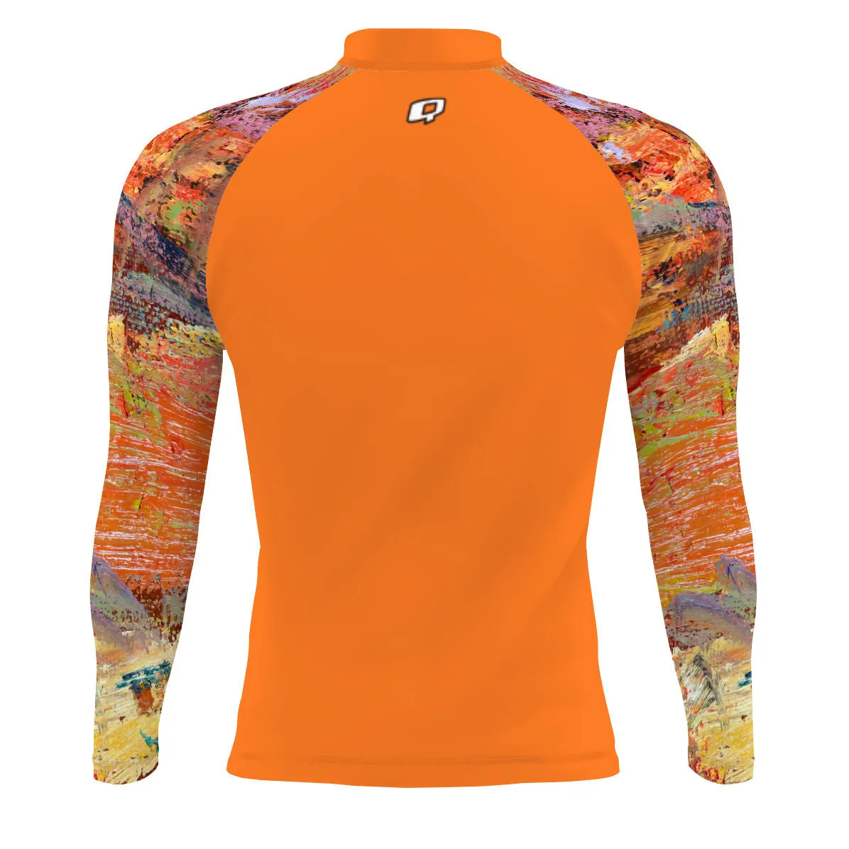 Orange Oil On Canvas - Men's Surf UPF50+ Long Sleeve Rash Guard