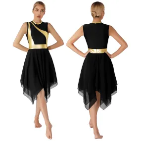 Otwoo Gimnasia Femenina Leotardo Lírico Ballet Danza Performance Vestido Glitter Vestidos Dancewear Figura Patinaje Baile Fiesta