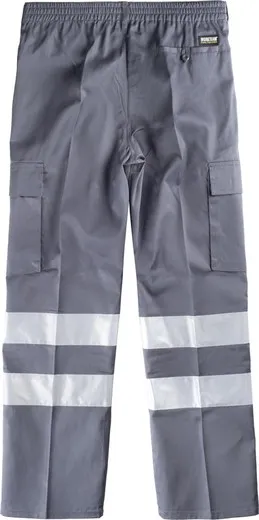 Pantalón con cintura elástica, multibolsillos Gris