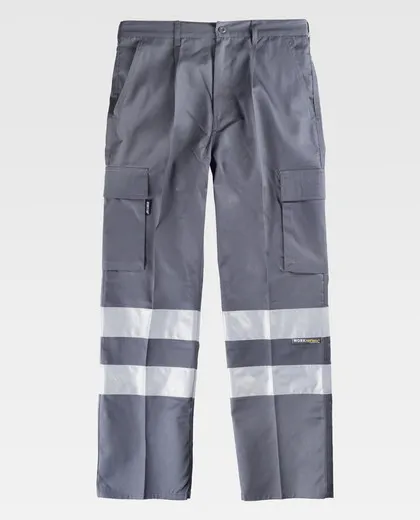 Pantalón con cintura elástica, multibolsillos Gris