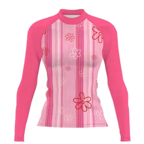 Pink Stripes - Women's Surf UPF50+ Long Sleeve Rash Guard