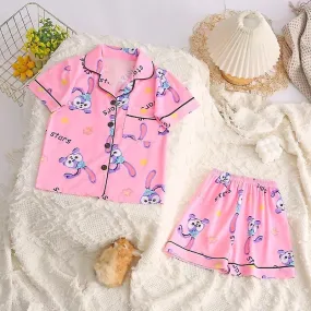 Sanrio Kawaii Cinnamoroll Kuromi My Melody Summer Kids Sleepwears Cartoon Short Sleeve Shorts Cardigan Pajama Sets Homewear Gift