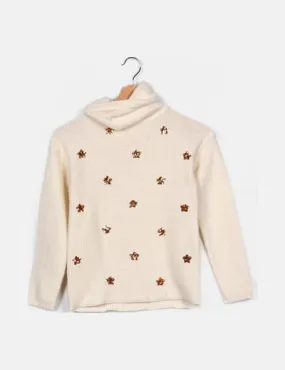 Sfera Jersey beige cuello vuelto