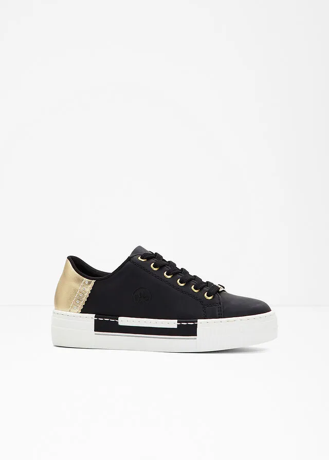 Sneakers bajos con plataforma Negro-dorado