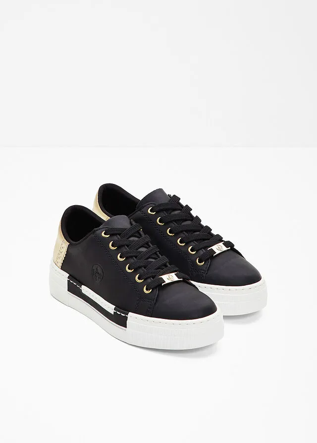 Sneakers bajos con plataforma Negro-dorado