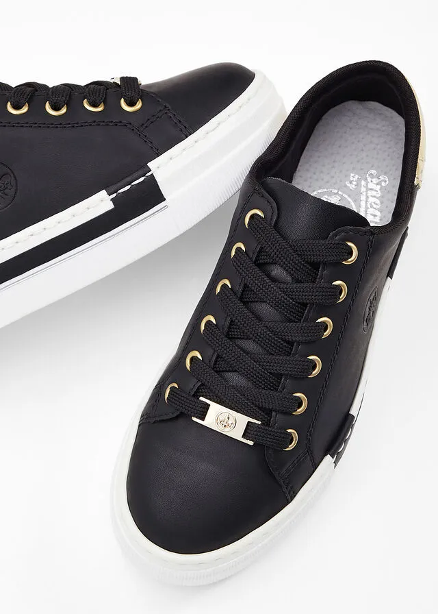 Sneakers bajos con plataforma Negro-dorado