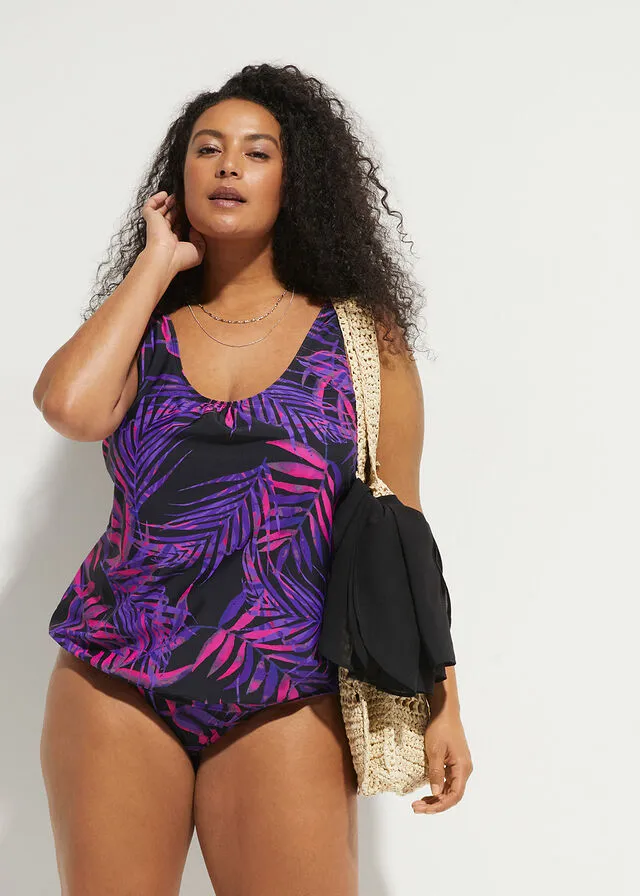 Sujetador de tankini Negro-lila estampado