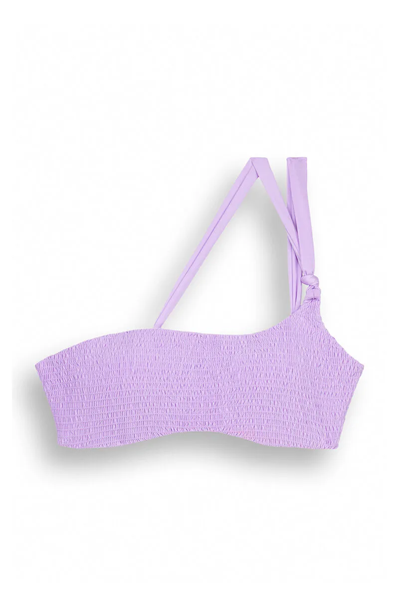 Top bikini bandeau asimétrico lila