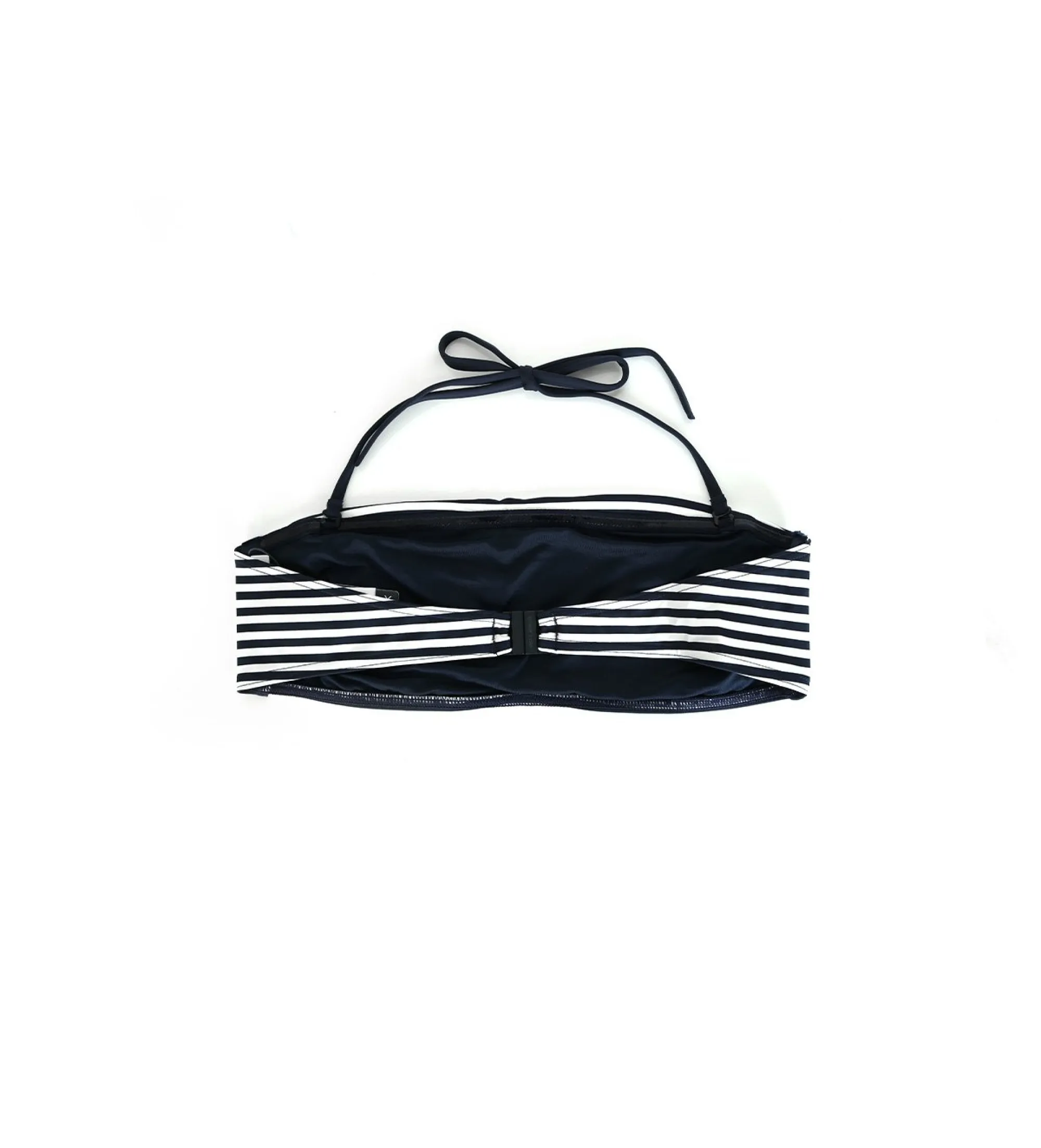 Top de bikini Stripe Dark blanco, negro