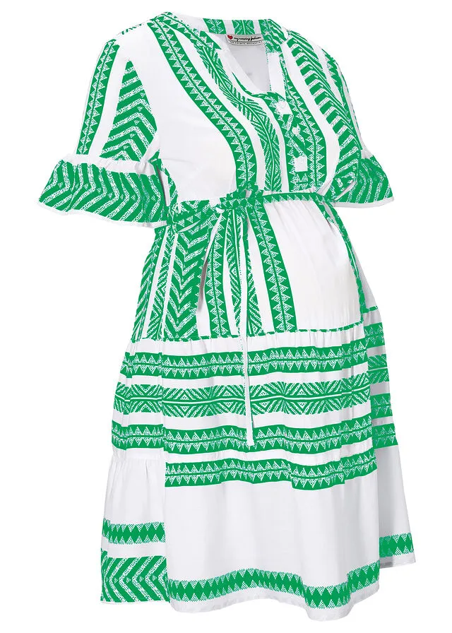 Vestido premamá Verde hierba estampado