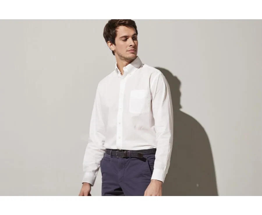 White long sleeve cotton linen shirt - COLTEN