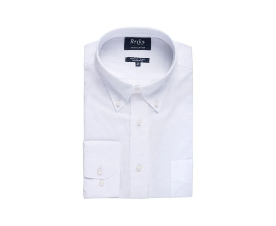 White long sleeve cotton linen shirt - COLTEN