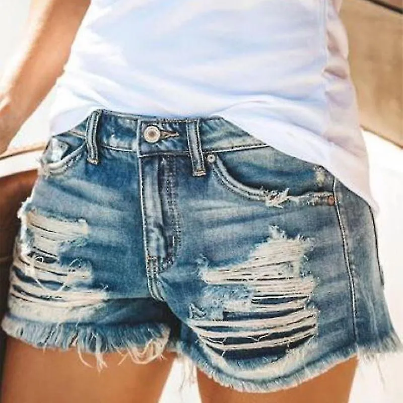 Women Frayed Ripped Denim Jeans Shorts High Waist Casual Summer Beach Hot Pants