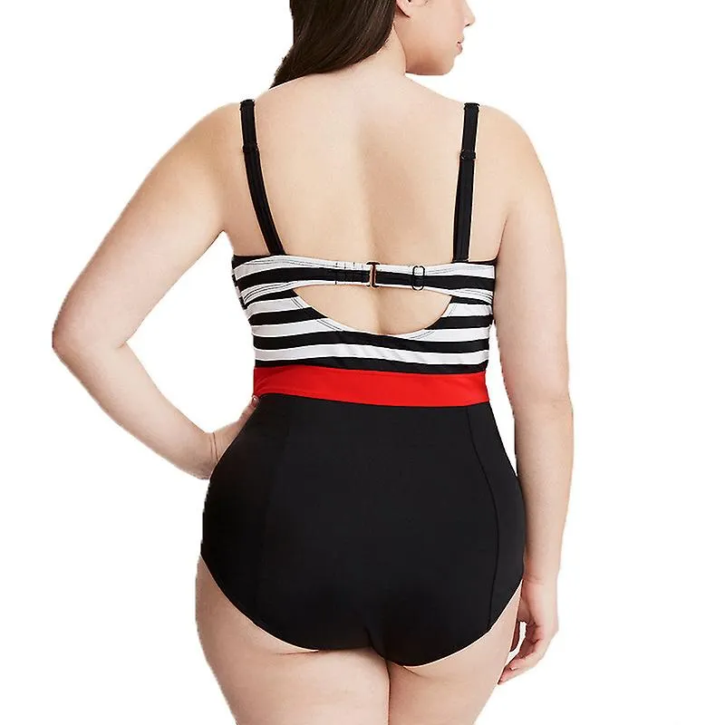 Women Striped Push Up Monokini Bikini Swimsuit Swimwear Bathing Suit Beachwear Plus Size