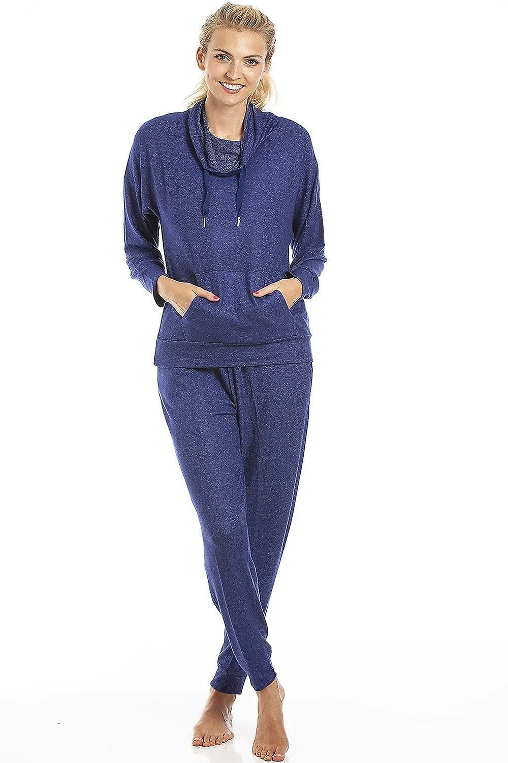 Women's Camille Womens Navy Long Sleeve Cowl Neck Pyjama Set