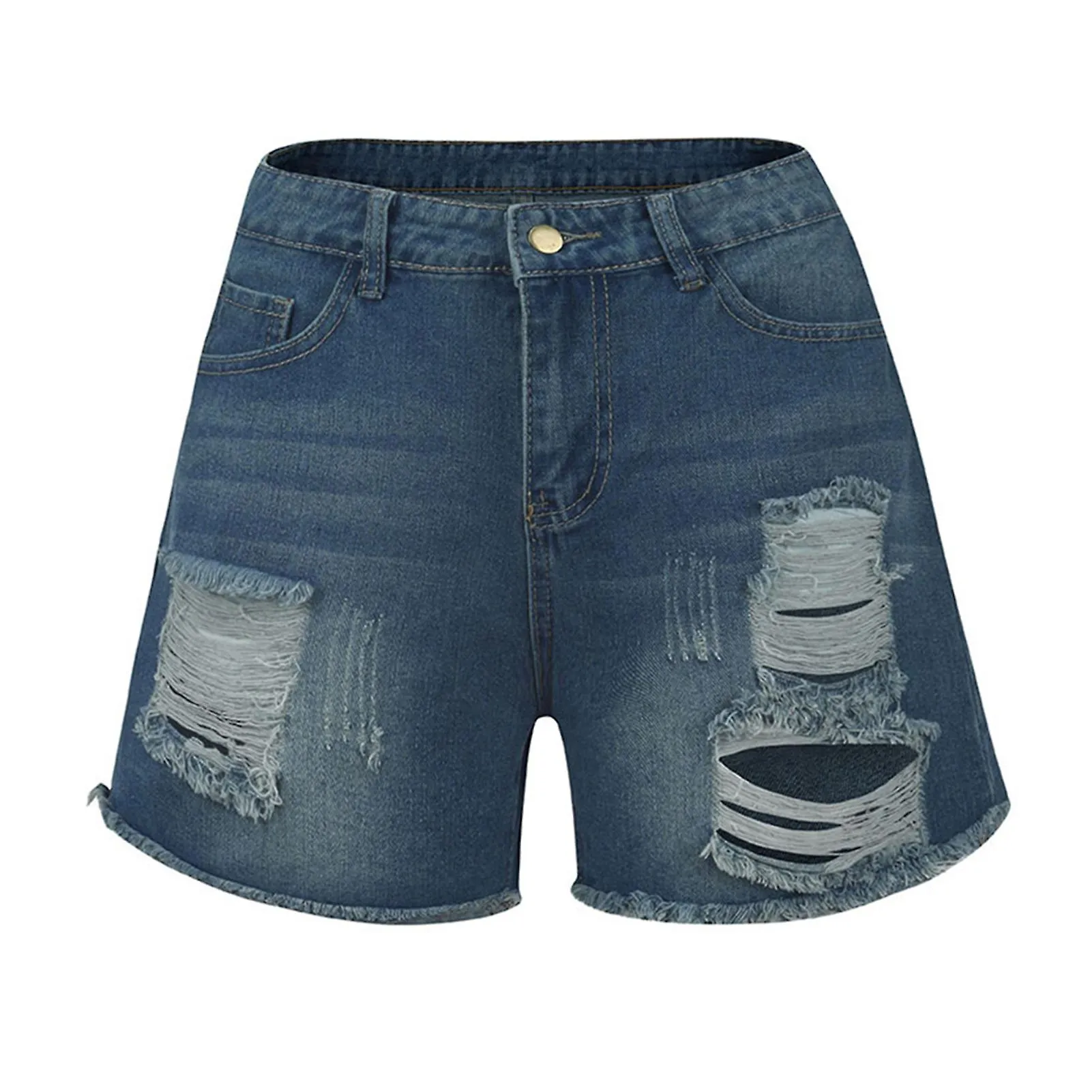 Women's High-rise Shorts Cotton Denim Hot Pants Ripped Hole Wear Style