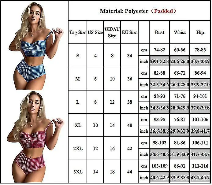 Womens Fashion Padded Push Up High Waisted Bikini Swimsuit Swimwear Bathing Suit Swimming Costume Summer Beachwear