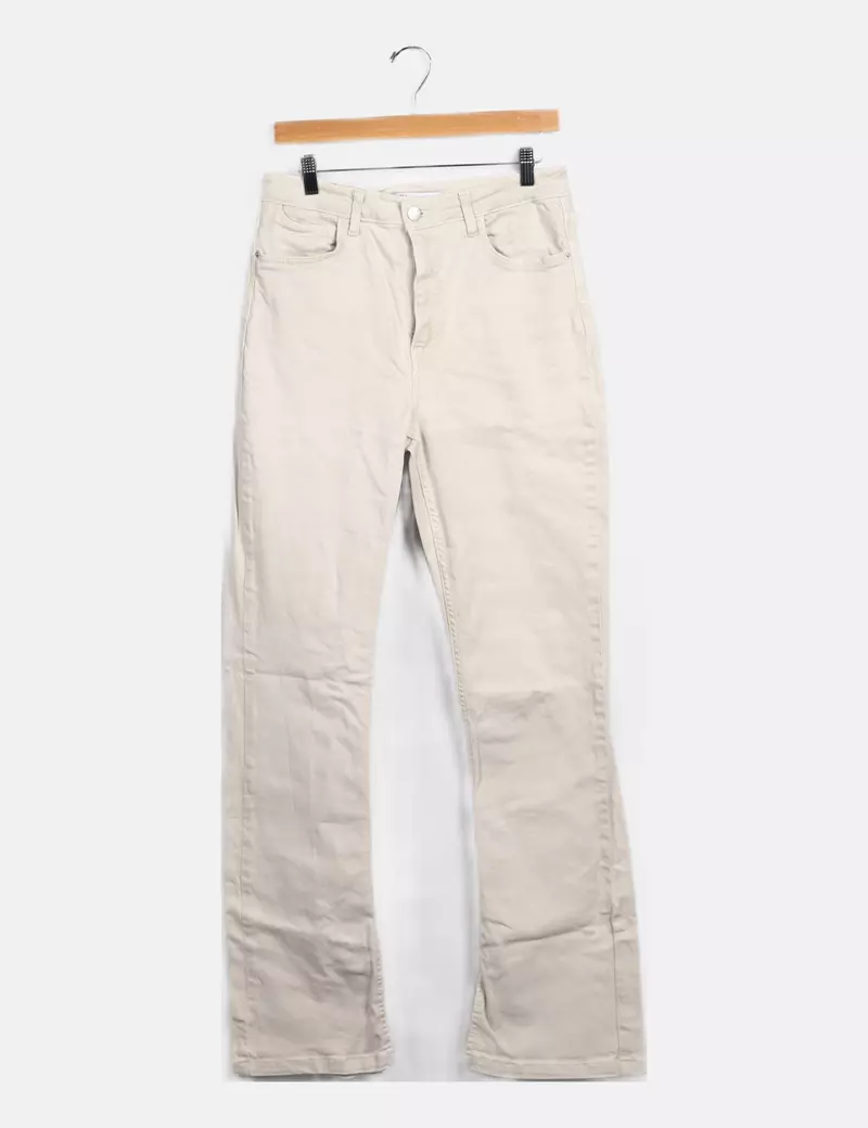 Zara Pantalón denim blanco recto